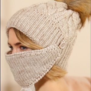 Beanie and mask set in Cream NWT